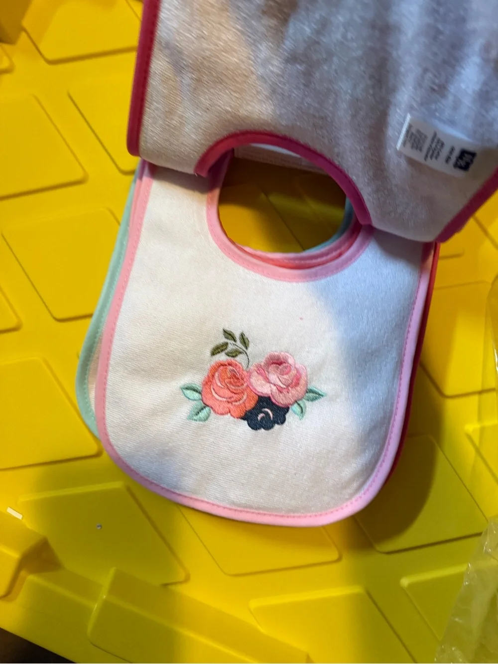 Hudson Baby Pink Fox Embroidered Bib - Floral Accent